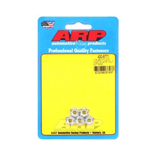 ARP Nut, Hex Head, Cad Plated Nyloc, Black Oxide, 1/4 in.-28 Fine Thread, Set of 5