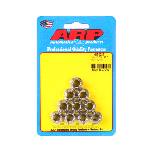 ARP Nut, 12-point, ARP Stainless Steel, Polished, 3/8 in.-16 Thread, 180000psi, Set of 10