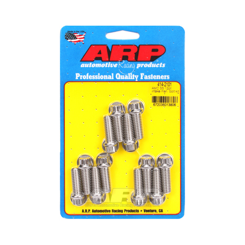 ARP Bolts, Intake Manifold, 12-point Head, Stainless Steel, Polished, AMC 290, 343, 390, 180000psi, Kit