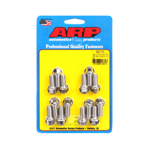 ARP Header Bolts, Stainless Hex, For Buick 350-455 3/8 in. Dia Bolt, .750 in. UHL, 14 Piece