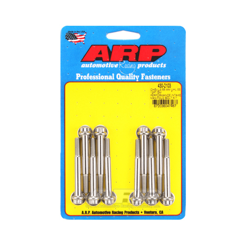ARP Bolts, Intake Manifold, 12-point Head, Stainless Steel, Polished, For Chevrolet LS, GM, 180000psi, Kit