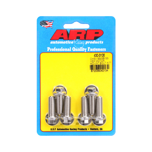 ARP Motor Mount Bolts, Hex, Chromoly, Polished, For Chevrolet, Set of 6