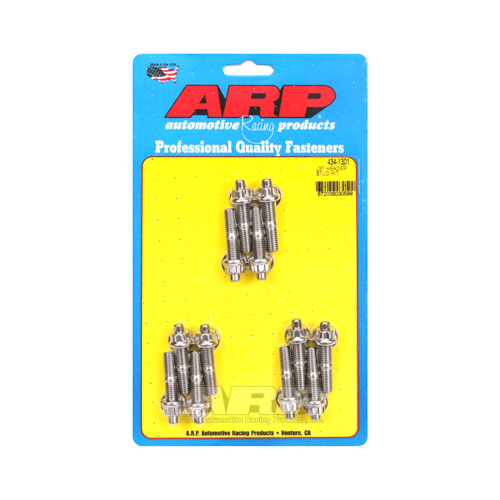 ARP Header Studs, 12-Point Nuts, Stainless Steel, Polished, 8mm x 1.25, For Chevrolet, 5.7, 6.0L, LS1, LS6, Set of 12