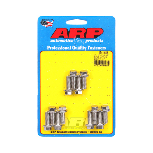 ARP Rear Motor Cover Bolts, Hex Head, Stainless Steel, Polished, Washers, For Chevrolet, 4.8L, 5.3L, 6.0L, Kit