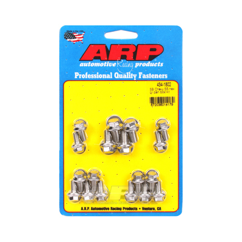ARP Oil Pan Bolts, Works with Standard 2 Piece Cork Gasket, Polished Stainless Steel, Hex Head, For Chevrolet, Small Block, Kit