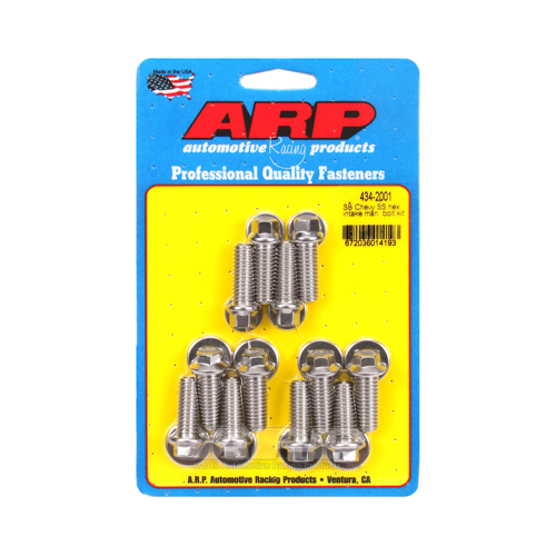 ARP Bolts, Intake Manifold, Hex Head, Stainless Steel, Polished, For Chevrolet 265-400, 180000psi, Kit