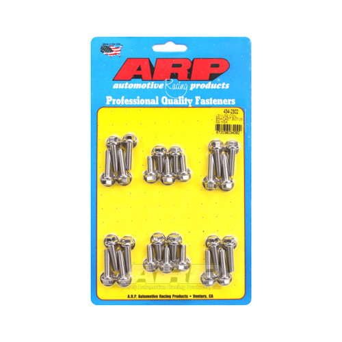 ARP Coil Bracket Bolts, Hex Head, Stainless, Polished, Washers, For Chevrolet, Small Block, LS, Set of 16