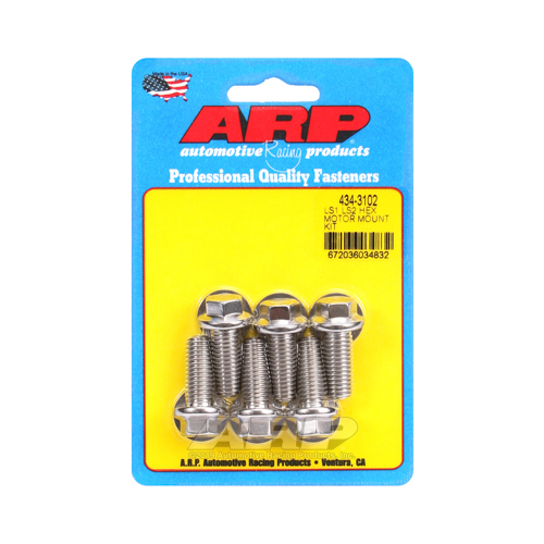 ARP Motor Mount Bolts, Stainless, Hex Head, GM/For Chevrolet, LS Series, 4.8, 5.3, 5.7, 6.0, 6.2, 7.0L, Set