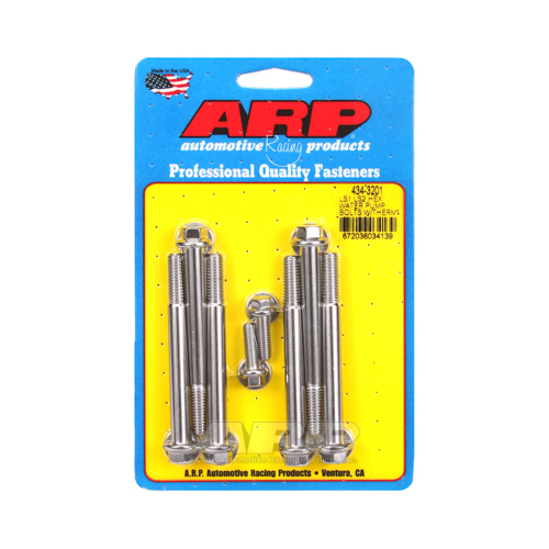ARP Water Pump Bolts, Stainless, Hex Head, GM/For Chevrolet, 4.8, 5.3, 5.7, 6.0, 6.2, 7.0L, Set