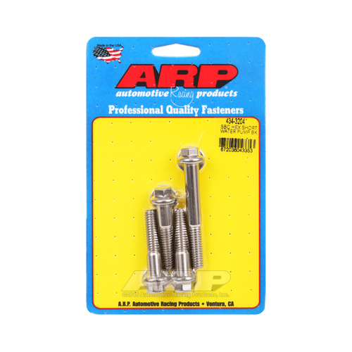 ARP Water Pump Bolts, Stainless Steel, Hex Head, Polished, For Chevrolet, Kit