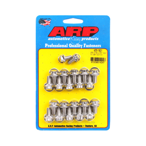 ARP Oil Pan Bolts, Designed for Standard 2 piece Cork Gasket, Polished Stainless Steel, 12-Point Head, For Chevrolet, Big Block, Kit