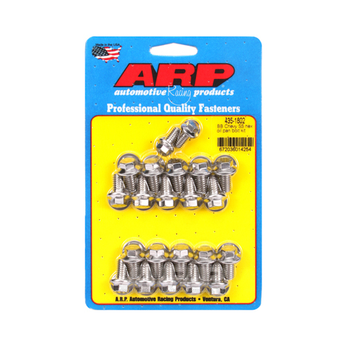 ARP Oil Pan Bolts, Designed for Standard 2 piece Cork Gasket, Polished Stainless Steel, Hex Head, For Chevrolet, Big Block, Kit