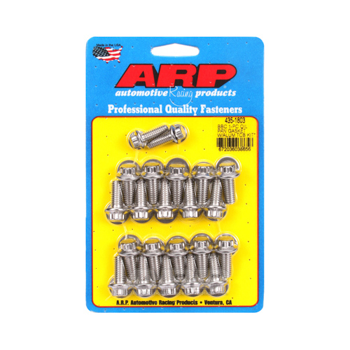 ARP Oil Pan Bolts, Designed for 1-piece Rubber Gasket, 12-point, Stainless, Hex Head, For Chevrolet, Big Block, Kit
