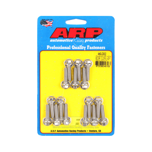 ARP Coil Bracket Bolts, Hex Head, Stainless Steel, Polished, Mopar Hemi Gen III, 5.7L, 6.1L, Set of 16