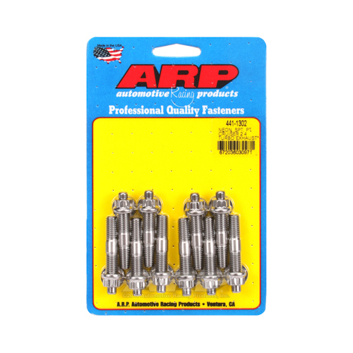 ARP Header Studs, 12-Point Nuts, Stainless Steel, Polished, 8mm x 1.25, For Dodge, 2.0L, Set of 10