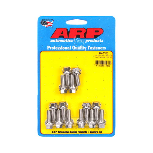 ARP Header Bolts, Hex Head, Stainless Steel, Polished, 5/16 in.-18, For Chrysler, Small Block, Set of 14