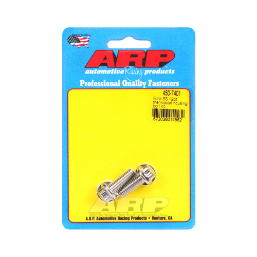 ARP Thermostat Housing Bolts, Polished Stainless, 12-Point, For Ford, Windsor, Set