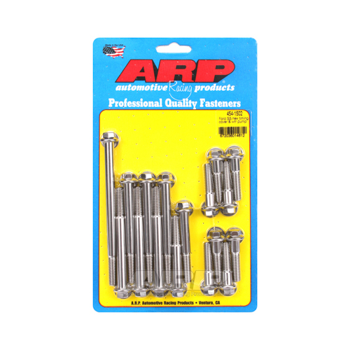 ARP Timing Cover and Cast Iron Water Pump Bolts, Stainless Steel, Polished, Hex Head, For Ford, 289, 302, Kit