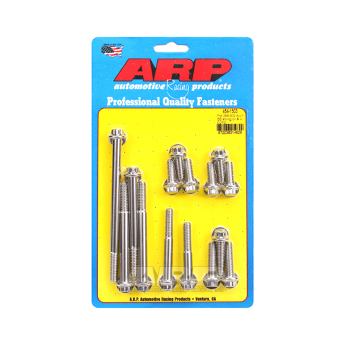 ARP Timing Cover and Aluminum Water Pump Bolts, Stainless Steel, Polished, 12-Point, For Ford, 289, 302, Kit