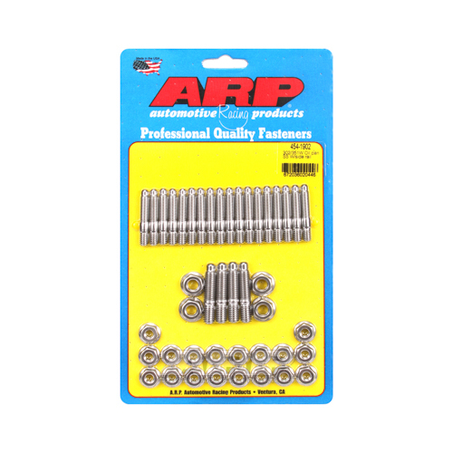 ARP Oil Pan Studs, Polished Stainless Steel, Hex Nut, For Ford, Small Block Windsor, Late Model with Side Rails, Kit