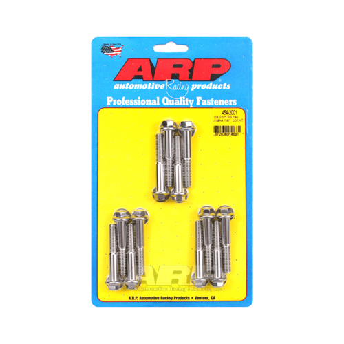ARP Bolts, Intake Manifold, Hex Head, Stainless Steel, Polished, For Ford 260-289-302, 351W, 180000psi, Kit