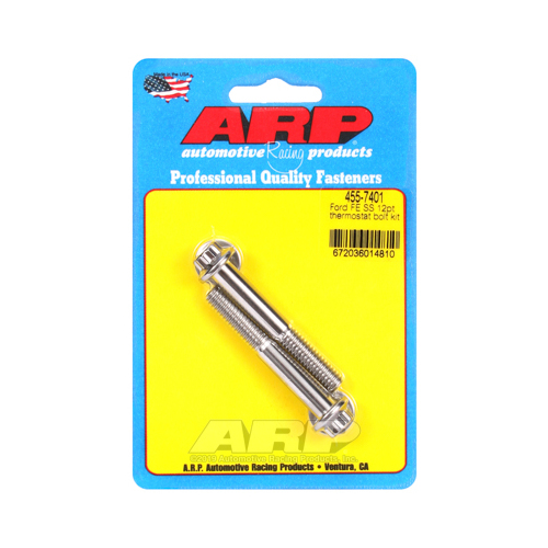 ARP Thermostat Housing Bolts, Polished Stainless, 12-Point, For Ford, FE, Set