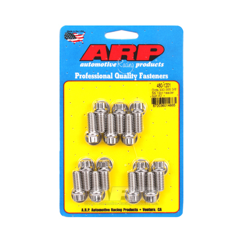 ARP Header Bolts, 12-Point, Stainless Steel, Polished, 3/8 in.-16, For Oldsmobile, 330-455, Set of 14