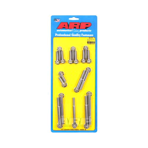 ARP Timing Cover and Aluminum Water Pump Bolts, Stainless, Polished, 12-Point, For Pontiac V8, Kit