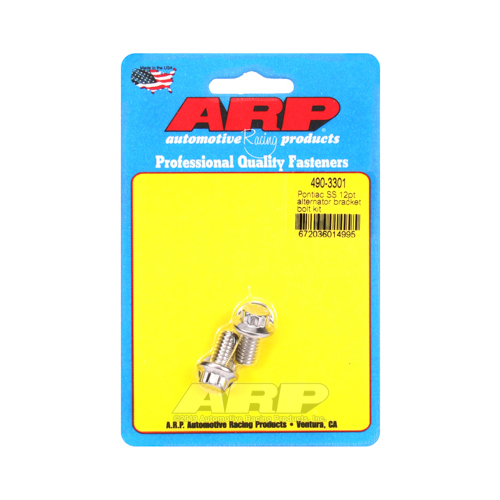 ARP Alternator Bracket Bolts, Stainless Steel, Polished, 12-Point, For Pontiac V8, Set
