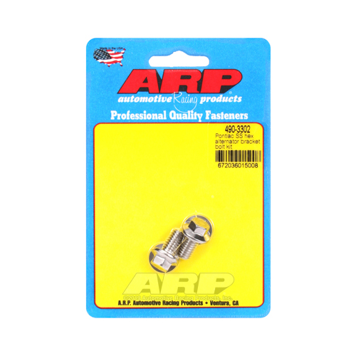 ARP Alternator Bracket Bolts, Stainless Steel, Polished, Hex Head, For Pontiac V8, Set