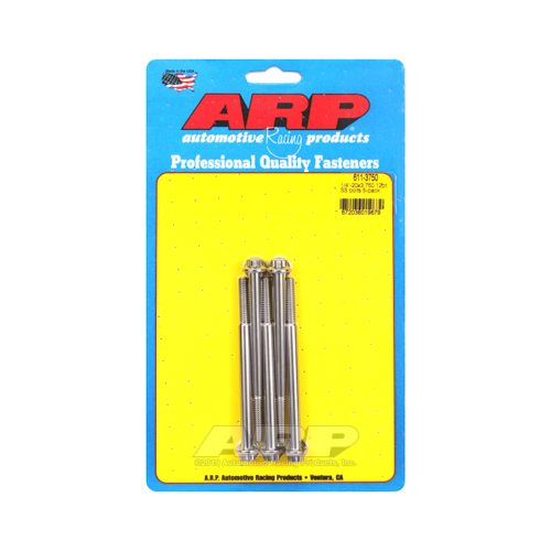 ARP Bolts, 12-Point Head, Stainless 300, Polished, 1/4 in.-20 RH Thread, 3.750 in. UHL, Set of 5