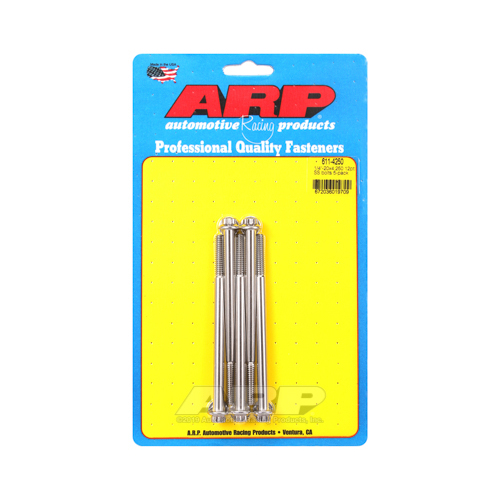 ARP Bolts, 12-Point Head, Stainless 300, Polished, 1/4 in.-20 RH Thread, 4.250 in. UHL, Set of 5