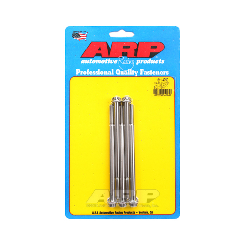 ARP Bolts, 12-Point Head, Stainless 300, Polished, 1/4 in.-20 RH Thread, 4.750 in. UHL, Set of 5
