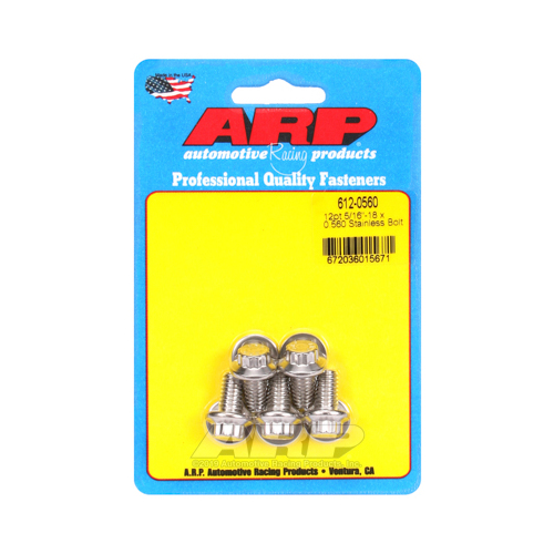 ARP Bolts, 12-Point Head, Stainless 300, Polished, 5/16 in.-18 RH Thread, 0.560 in. UHL, Set of 5
