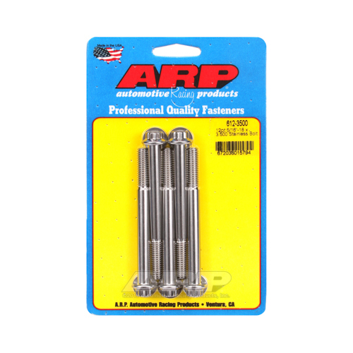 ARP Bolts, 12-Point Head, Stainless 300, Polished, 5/16 in.-18 RH Thread, 3.500 in. UHL, Set of 5