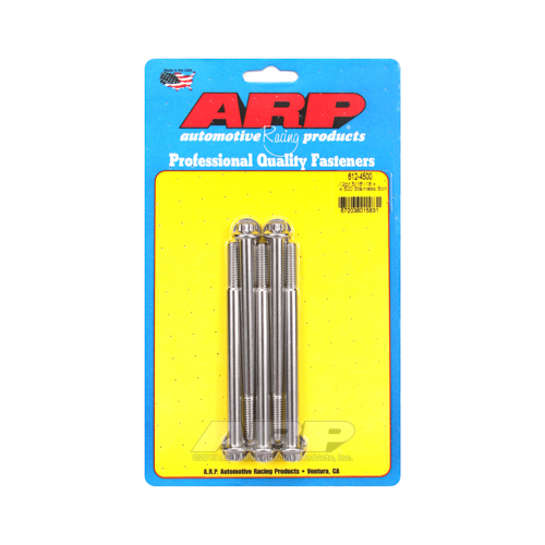 ARP Bolts, 12-Point Head, Stainless 300, Polished, 5/16 in.-18 RH Thread, 4.500 in. UHL, Set of 5