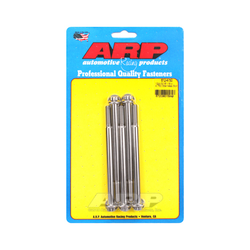 ARP Bolts, 12-Point Head, Stainless 300, Polished, 5/16 in.-18 RH Thread, 4.750 in. UHL, Set of 5