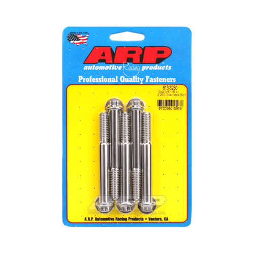 ARP Bolts, 12-Point Head, Stainless 300, Polished, 3/8 in.-16 RH Thread, 3.250 in. UHL, Set of 5