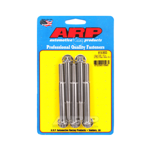 ARP Bolts, 12-Point Head, Stainless 300, Polished, 3/8 in.-16 RH Thread, 3.500 in. UHL, Set of 5