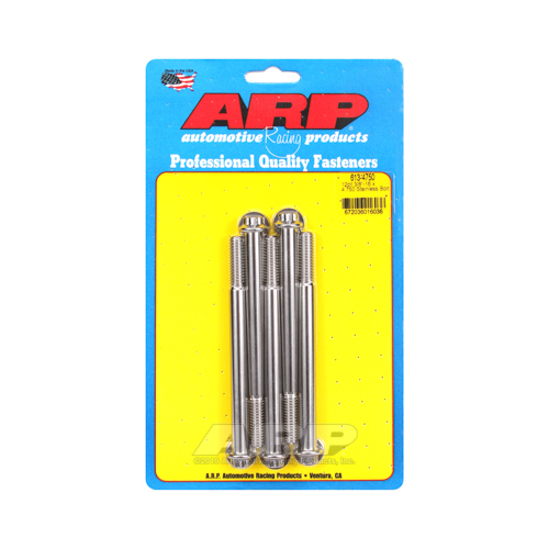 ARP Bolts, 12-Point Head, Stainless 300, Polished, 3/8 in.-16 RH Thread, 4.750 in. UHL, Set of 5