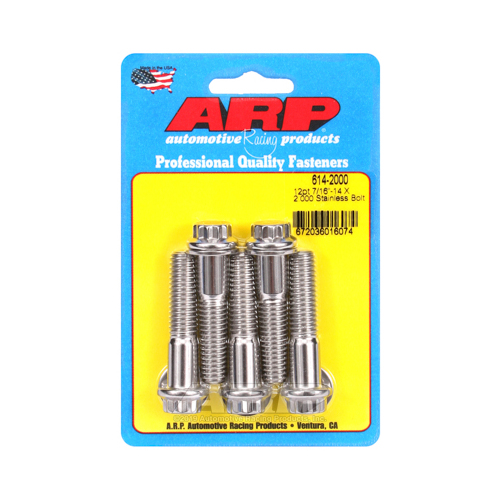 ARP Bolts, 12-Point Head, Stainless 300, Polished, 7/16 in.-14 RH Thread, 2.000 in. UHL, Set of 5