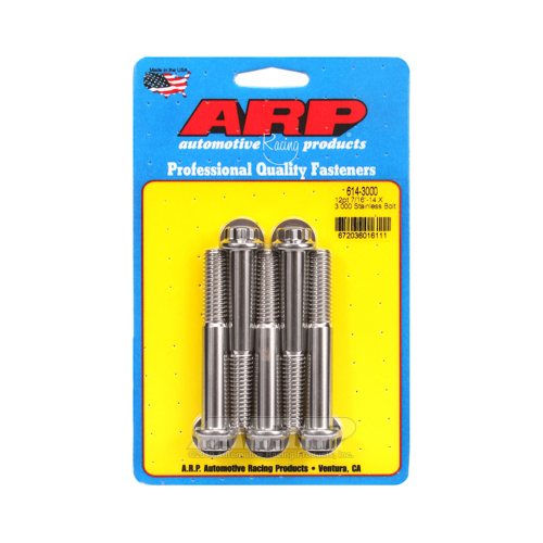 ARP Bolts, 12-Point Head, Stainless 300, Polished, 7/16 in.-14 RH Thread, 3.000 in. UHL, Set of 5