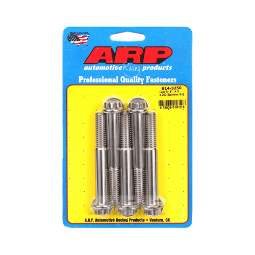 ARP Bolts, 12-Point Head, Stainless 300, Polished, 7/16 in.-14 RH Thread, 3.250 in. UHL, Set of 5
