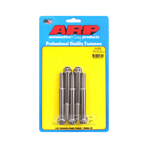 ARP Bolts, 12-Point Head, Stainless 300, Polished, 7/16 in.-14 RH Thread, 3.750 in. UHL, Set of 5