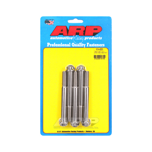 ARP Bolts, 12-Point Head, Stainless 300, Polished, 7/16 in.-14 RH Thread, 4.000 in. UHL, Set of 5