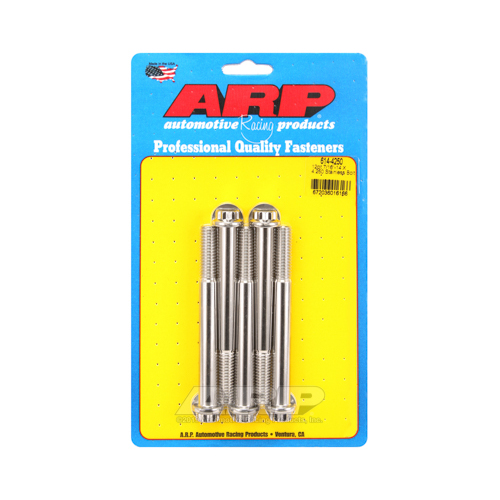 ARP Bolts, 12-Point Head, Stainless 300, Polished, 7/16 in.-14 RH Thread, 4.250 in. UHL, Set of 5