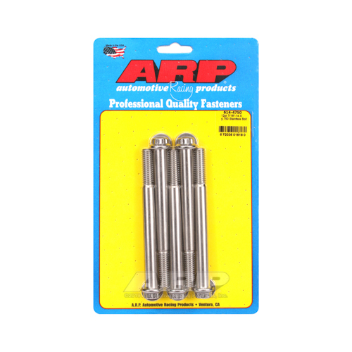 ARP Bolts, 12-Point Head, Stainless 300, Polished, 7/16 in.-14 RH Thread, 4.750 in. UHL, Set of 5