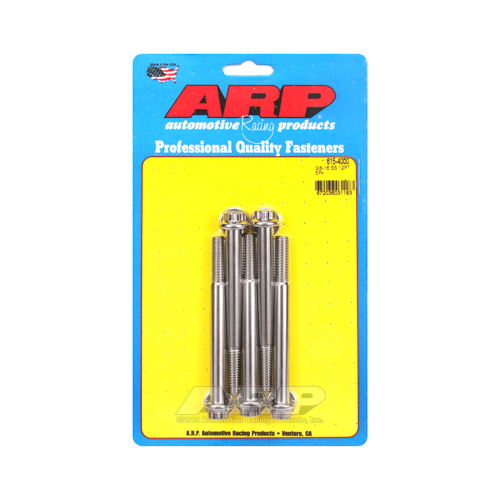 ARP Bolts, 12-Point Head, Stainless 300, Polished, 3/8 in.-16 RH Thread, 4 in. UHL, Set of 5