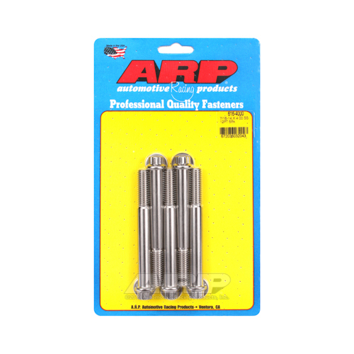 ARP Bolts, 12-Point Head, Stainless Steel, Polished, 7/16 in.-14 RH Thread, 4.000 in. UHL, Set of 5