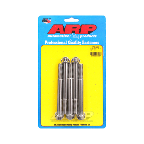 ARP Bolts, 12-Point Head, Stainless 300, Polished, 7/16 in.-14 RH Thread, 4.250 in. UHL, Set of 5